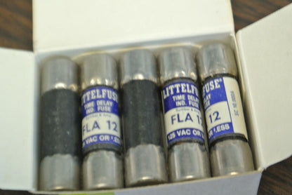 BOX of 5 / LITTELFUSE FLA 12 FUSE / 12A / 125V / NEW SURPLUS / FLA-12