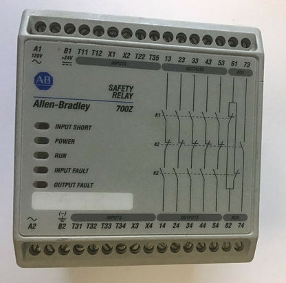 ALLEN BRADLEY 700-ZBR520AZ1 SAFETY RELAY SER.A 120VAC 24VDC 50-60HZ