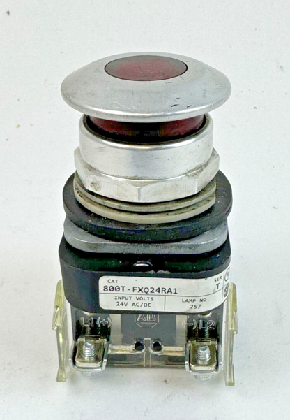 ALLEN-BRADLEY - 800T-FXQ24RA1 SER. T - RED MUSHROOM PUSH/PULL BUTTON W/ BLOCK