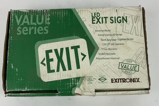 EXITRONIX VEX/U/BP/WB/WH VALUE SERIES LED EXIT SIGN 120/277VAC