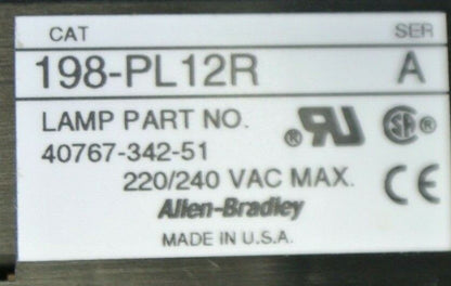 ALLEN-BRADLEY 198-PL12R / PILOT LIGHT KIT / 240VAC / RED / NEW SURPLUS