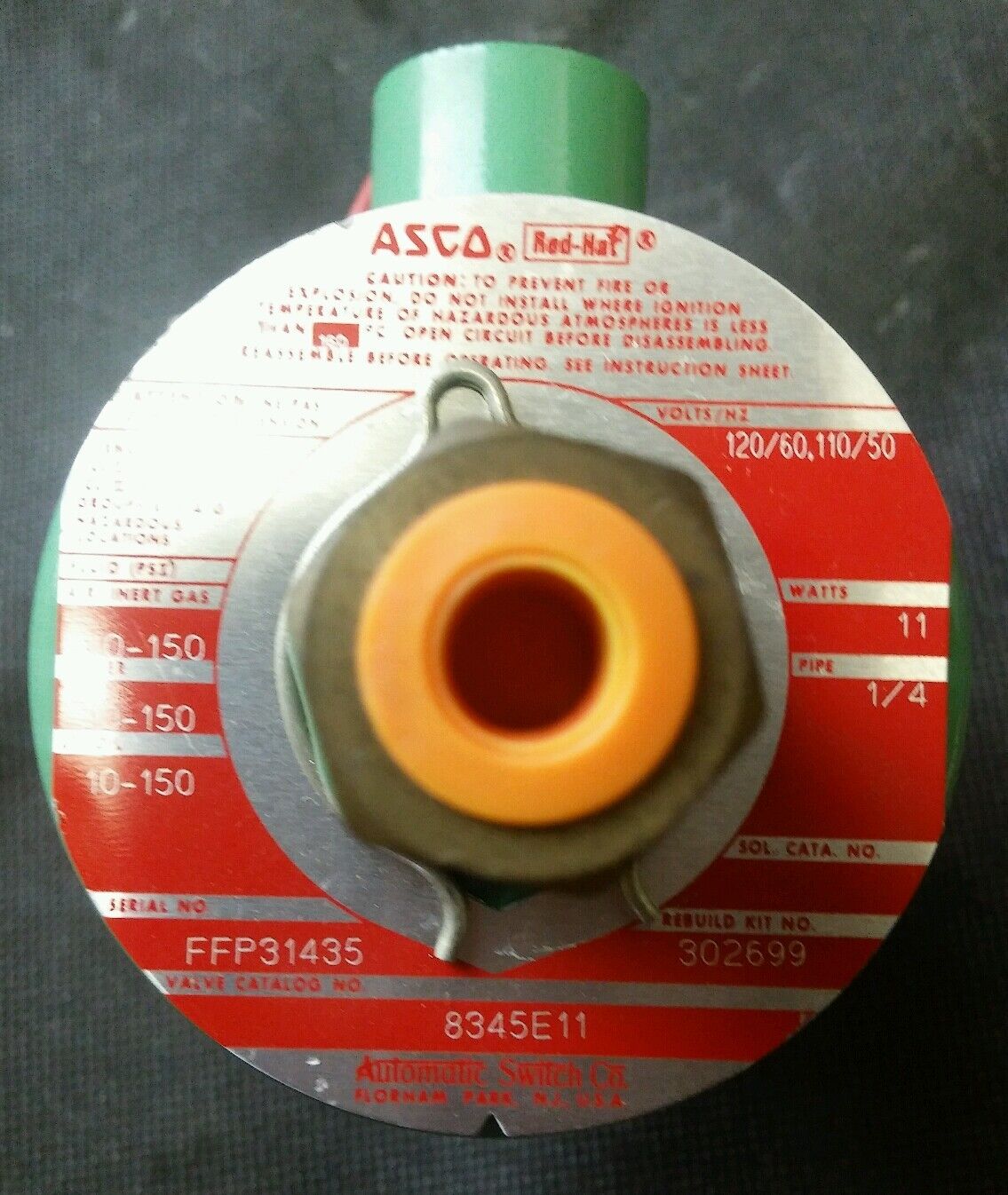 ASCO 8345E11 SOLENOID VALVE 120V 60 HZ 110V 50 HZ 11 WATTS 10-150 PSI