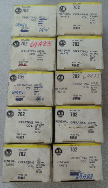 ALLEN-BRADLEY 69A83 COIL SIZE 00 220/50Hz, 230-240V/60Hz  NEW SURPLUS  LOT of 10