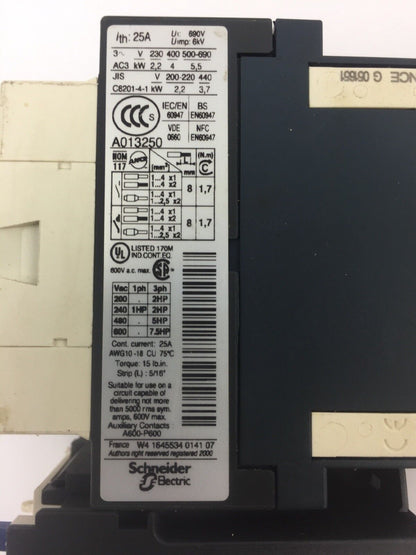 TELEMECANIQUE LC1D09BL CONTACTOR LRD05 OVERLOAD RELAY LAD4TBDL 24V