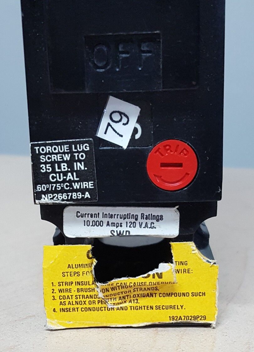 GE TEB111020WL 20 amp 1 pole 120vac 125vdc Breaker