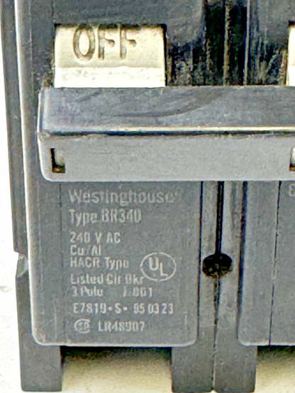 WESTINGHOUSE - BR340 - SNAP-IN CIRCUIT BREAKER - 3 POLE/40A/240 VAC