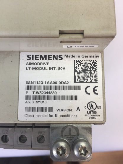 SIEMENS SIMODRIVE LT-MODUL  INT. 80A  6SN1123-1AA00-0DA2