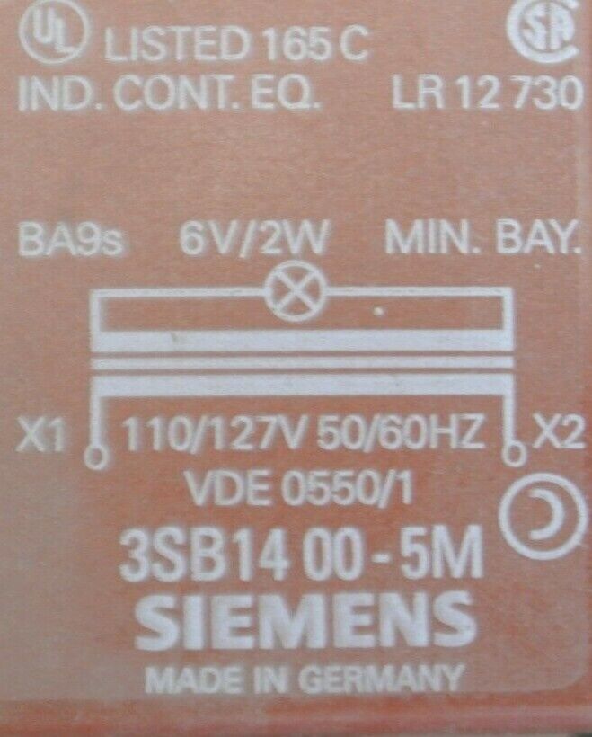 SIEMENS P30KLRT1 / PILOT LIGHT TRANSFORMER TYPE / 120V / RED / "RUN" NEW SURPLUS