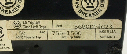 WESTINGHOUSE 5680D04G23 TRIP UNIT 150A 3POLE MAG TRIP ADJ 750-1500A
