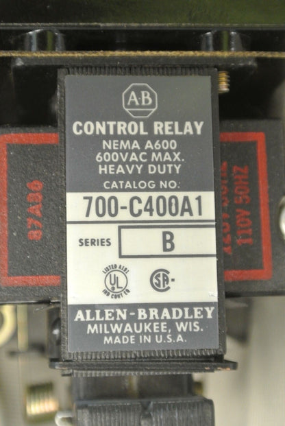 ALLEN-BRADLEY 700-C400A1 TYPE C AC RELAY / 110-120VAC / 4 N.O. / NEW SURPLUS