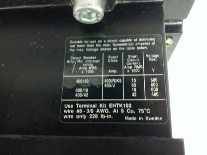 ABB EH160 CONTACTOR, 3PH, 3P BREAKING, 600V, 50-150H.P., 190A, 24V COIL, NEW