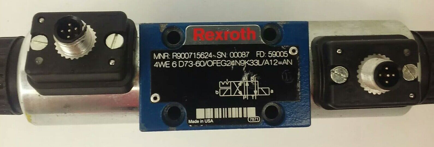 REXROTH R900715624 DIRECTIONAL CONTROL VALVE 4WE6D73-60/OFEG24N9K33L/A12=AN,USED