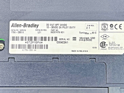ALLEN BRADLEY - 1756-0B8 SER. A - CONTROLLOGIX DIGITAL DC OUTPUT PILOT DUTY