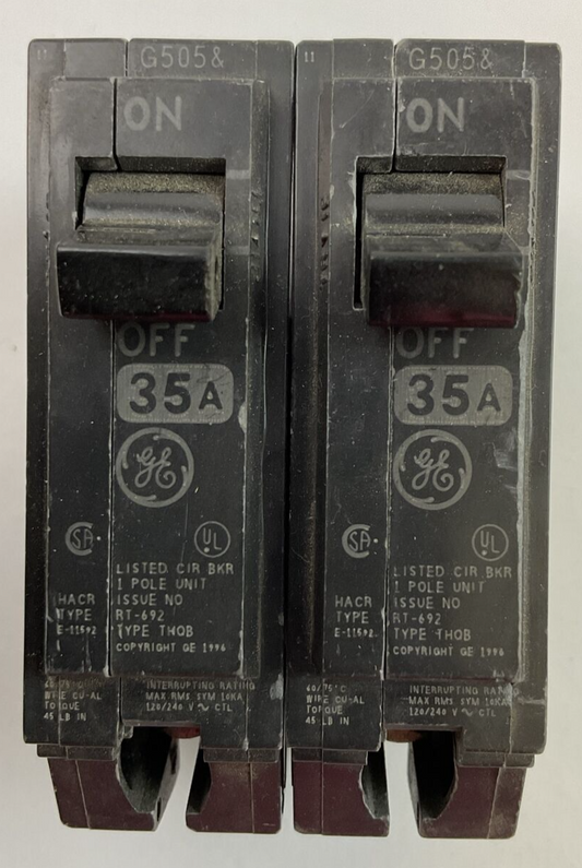 GE THQB1135 35AMP 120/240VAC 1POLE CIRCUIT BREAKER (LOT OF 2)