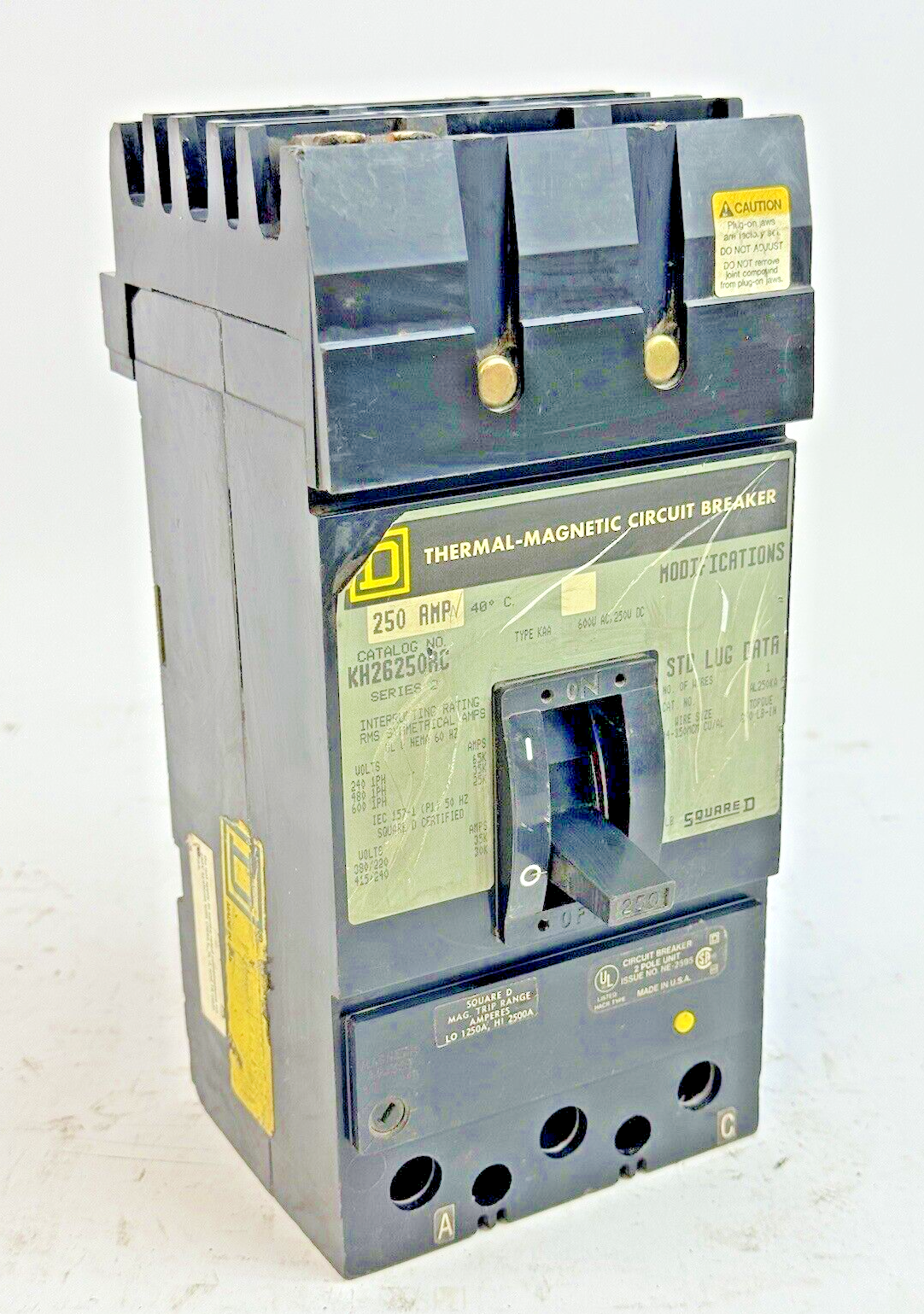 SQUARE D - KH26250AC - I-LINE THERMAL MAGNETIC BREAKER - 250 AMP/2 POLE/600 VAC