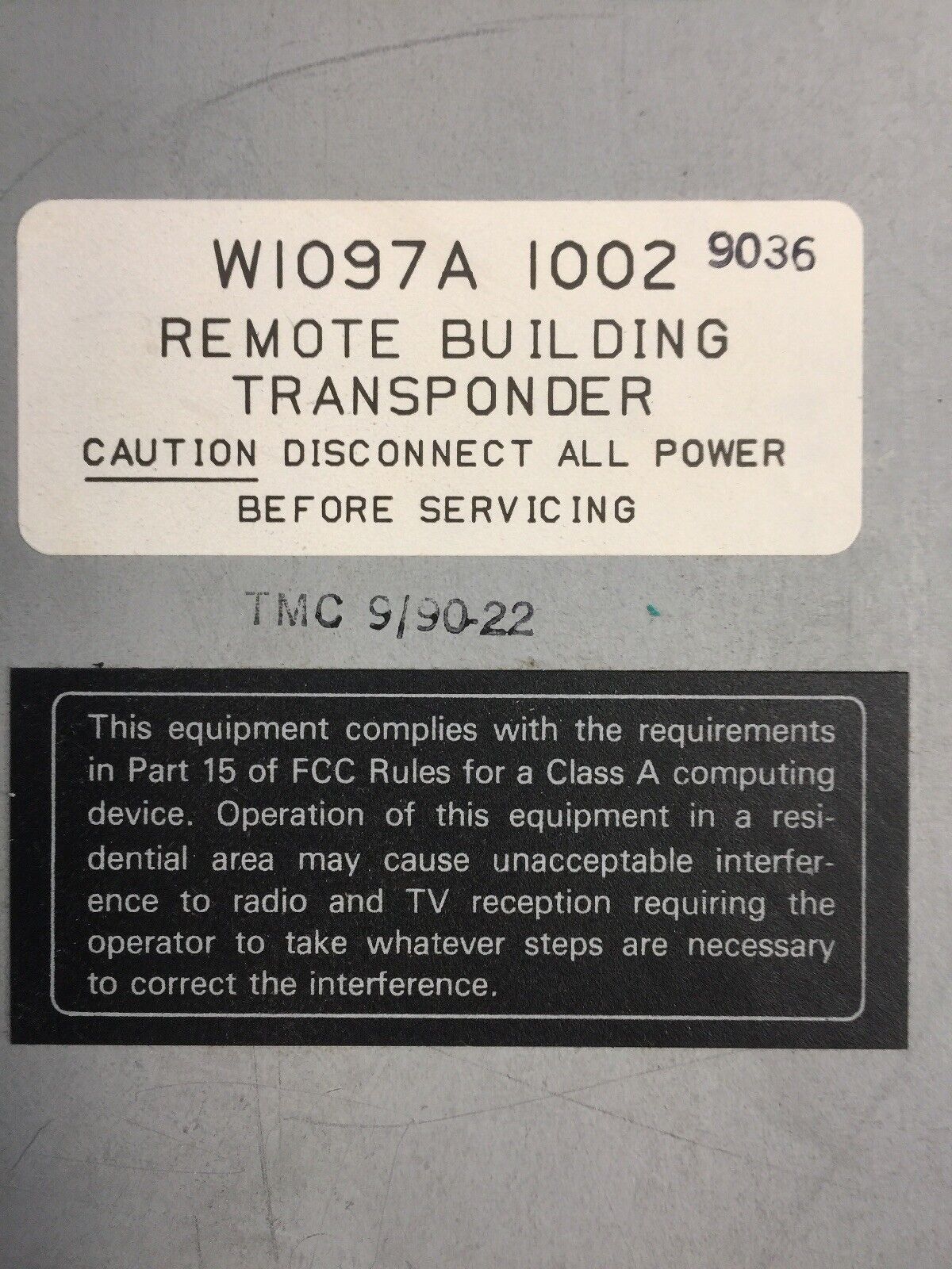 HONEYWELL W1097A1002 REMOTE BUILDING TRANSPONDER 15710446-001 15710445-001