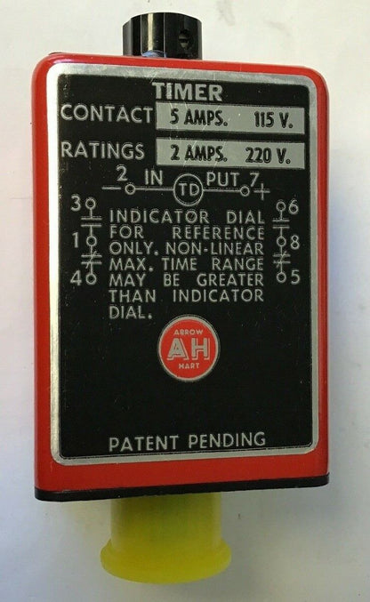 ARROW HART TEP-177 ELECTRONIC TIMER 24DC 1-7 SEC CONT. 5AMPS 115V RAT. 2AMP 220V
