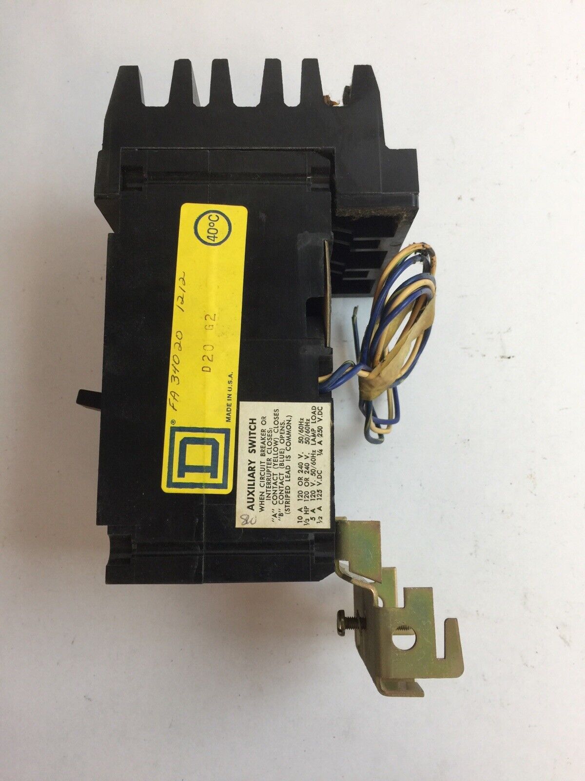 SQUARE D FA340201212 CIRCUIT BREAKER 20AMP 3POLE 480VAC