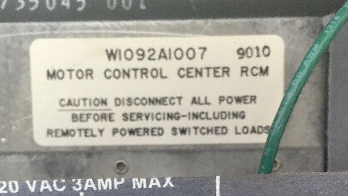 HONEYWELL W1092A1007 MOTOR CONTROL CENTER RCM 120VAC 3AMP