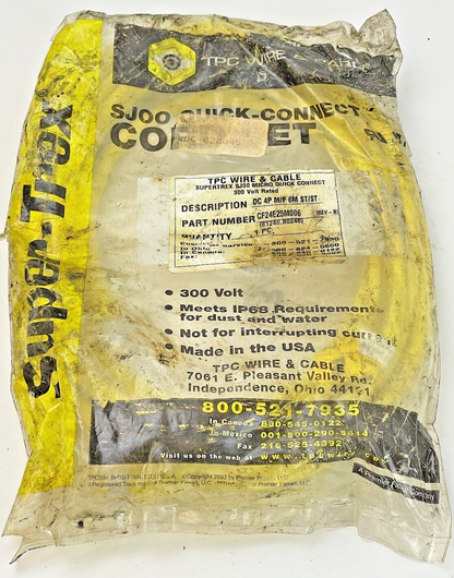 TPC/ SUPER-TREX - 81246/ 80246 - DC 4P M/F 6M ST/ST CORDSET MICRO QUICK CONNECTS