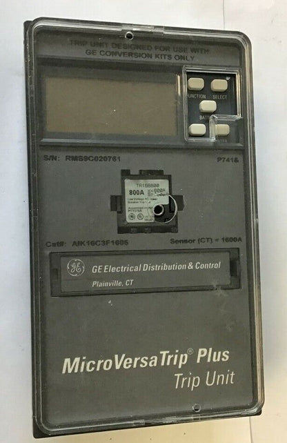 GENERAL ELECTRIC AIK16C3F1605 TRIP UNIT W/TR16B800 800A MICROVERSATRIP