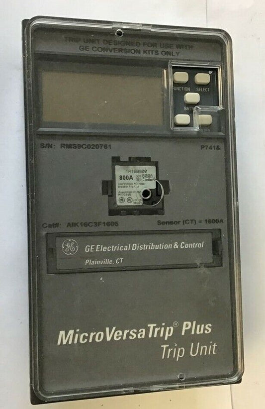 GENERAL ELECTRIC AIK16C3F1605 TRIP UNIT W/TR16B800 800A MICROVERSATRIP