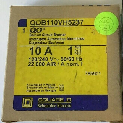 SQUARE D QOB110VH5237 CIRCUIT BREAKER 10A 120/240VAC 50/60HZ