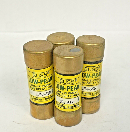 BUSS *LOT OF 4* LPJ-6SP  DUAL-ELEMENT TIME-DELAY CURRENT 6A 600 V
