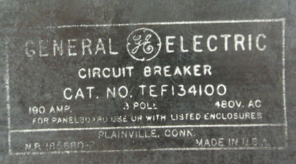GENERAL ELECTRIC TEF134100 CIRCUIT BREAKER / 480VAC / 100A / 3-POLE