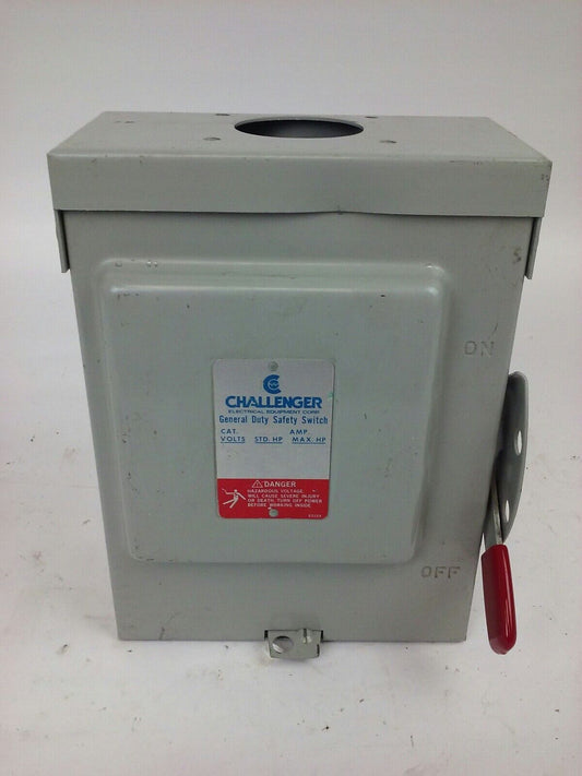 CHALLENGER RGD221SNC, G.D. SAFETY SWITCH, 30A, 240V, TYPE 3R RAINPROOF ENCLOSURE