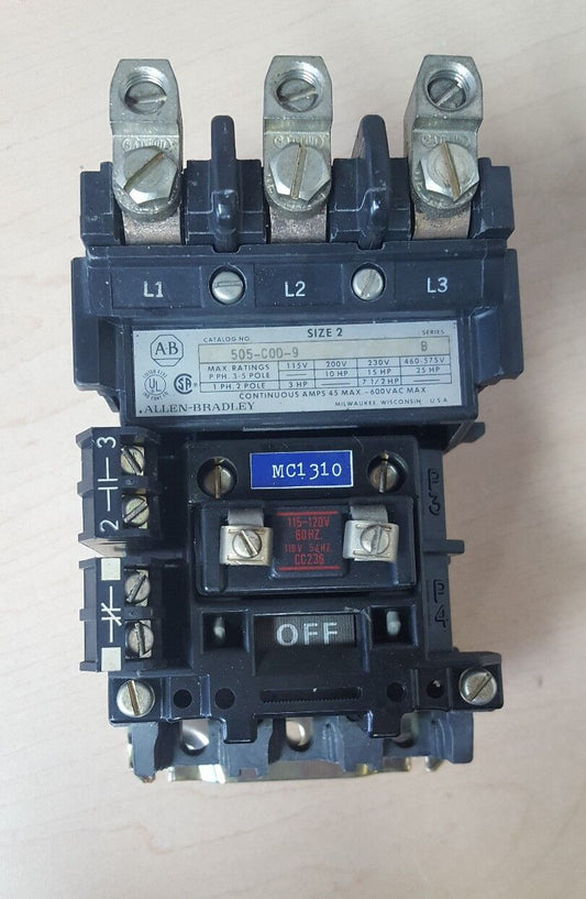 ALLEN BRADLEY 505-C0D-9 SIZE 2  CONTACTOR 600VAC