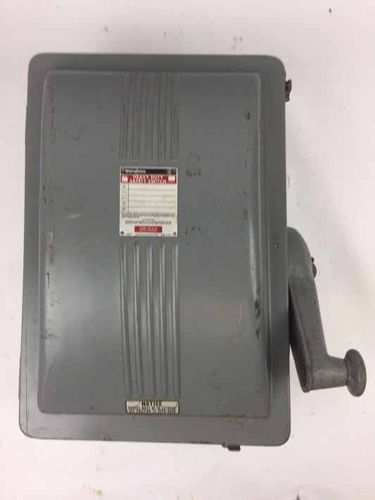 WESTINGHOUSE AHU363 HEAVY DUTY SAFETY SWITCH 600 VAC 100 AMP NEMA 1A
