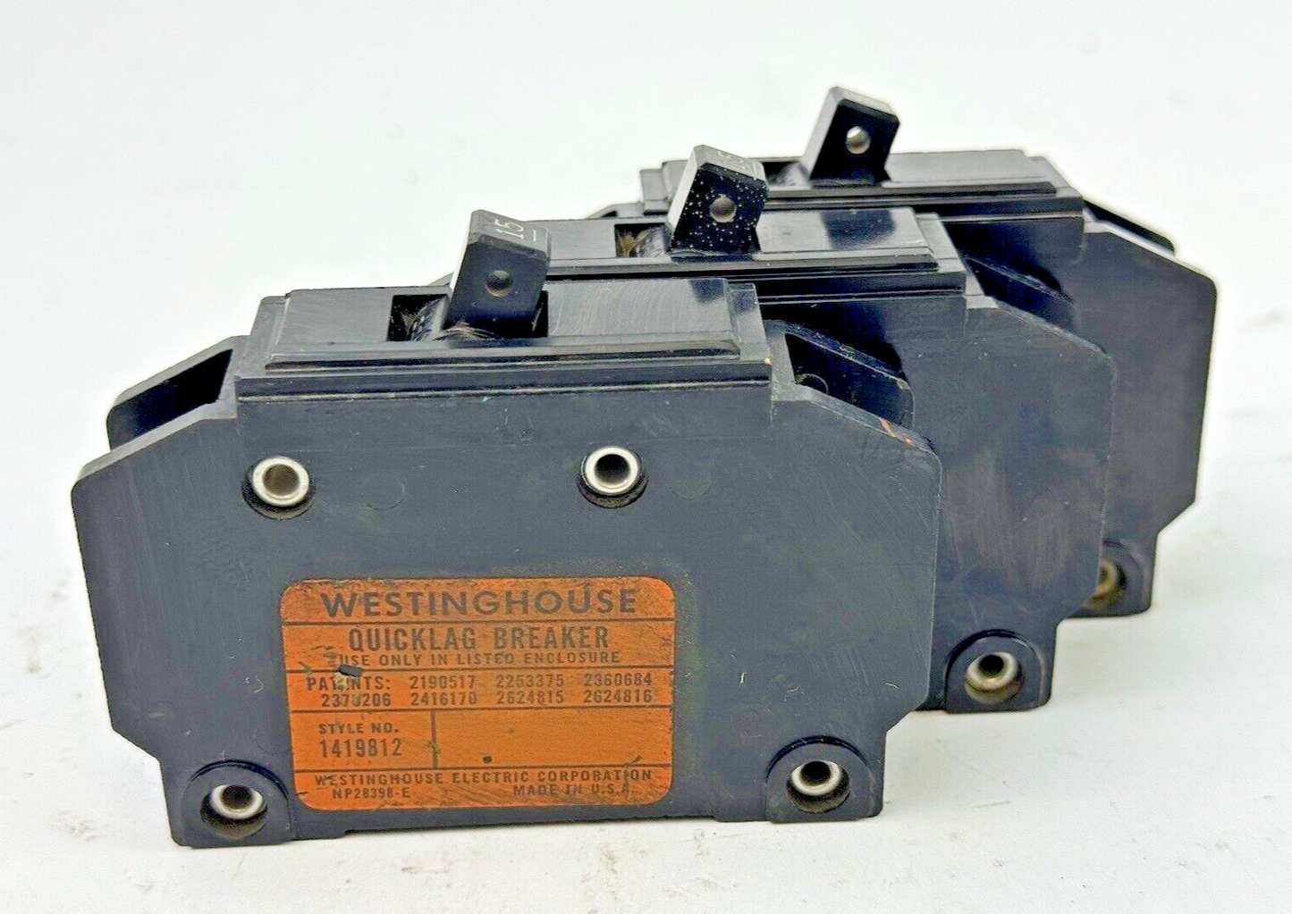 WESTINGHOUSE *LOT OF 3* - QC1015 - SNAP-IN CIRCUIT BREAKER - 1 POLE/15A/120 VAC
