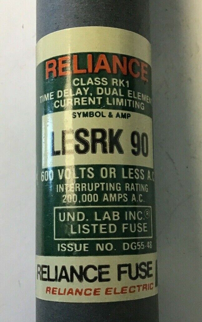 RELIANCE LESRK 90 600V FUSE CLASS RK1 TIME DELAY DUAL ELEMENT***LOTOF6***