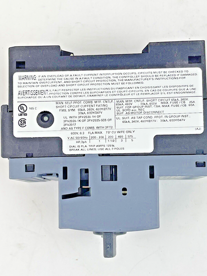 SIEMENS - 3RV2011-1GA10 - CIRCUIT BREAKER / MOTOR PROTECTOR