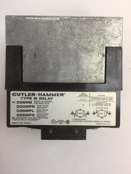 CUTLER HAMMER D26MR30E TYPE "M" RELAY 3NO 0NC COIL 208V 60CY 9-1989-9