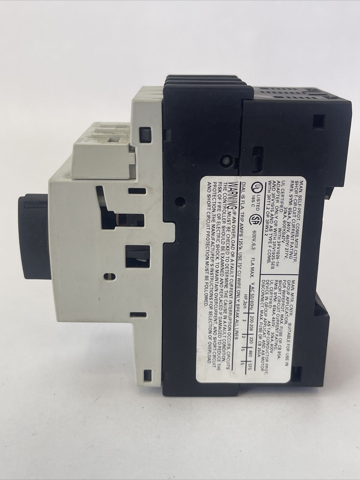 SIEMENS 3RV1021-1GA10 MOTOR CIRCUIT BREAKER 4.5-6.3A