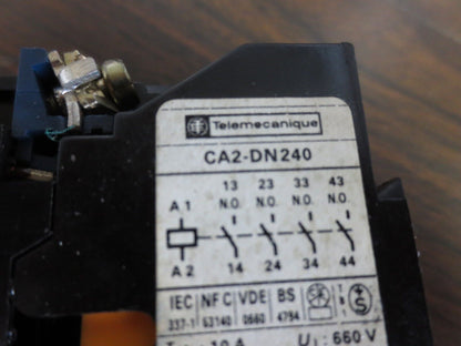 TELEMECANIQUE CA2-DN240 RELAY - 10A 4-POLE 24VDC COIL 4N/O CONTACTS