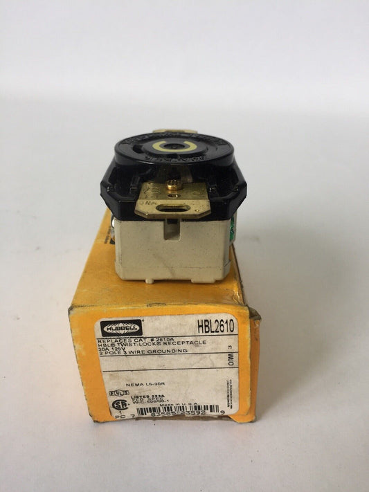 HUBBELL HBL2610 HBL TWIST-LOCK RECEPTACLE 30A 125V 2 POLE 3 WIRE GROUNDING