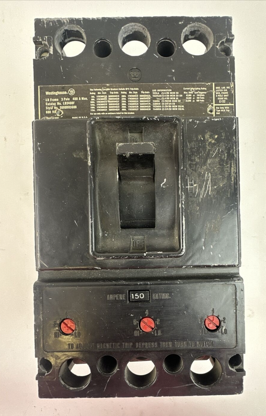 WESTINGHOUSE LB3400F 600VAC 3POLE 400AMP CIRCUIT BREAKER FRAME 150AMP TRIP UNIT
