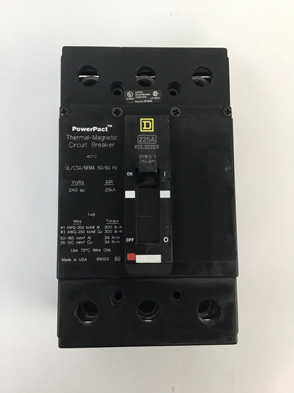 SQUARE D KDL32225  225A 240VAC/25kA  SER 1  THERMAL MAGNETIC CIRCUIT BREAKER