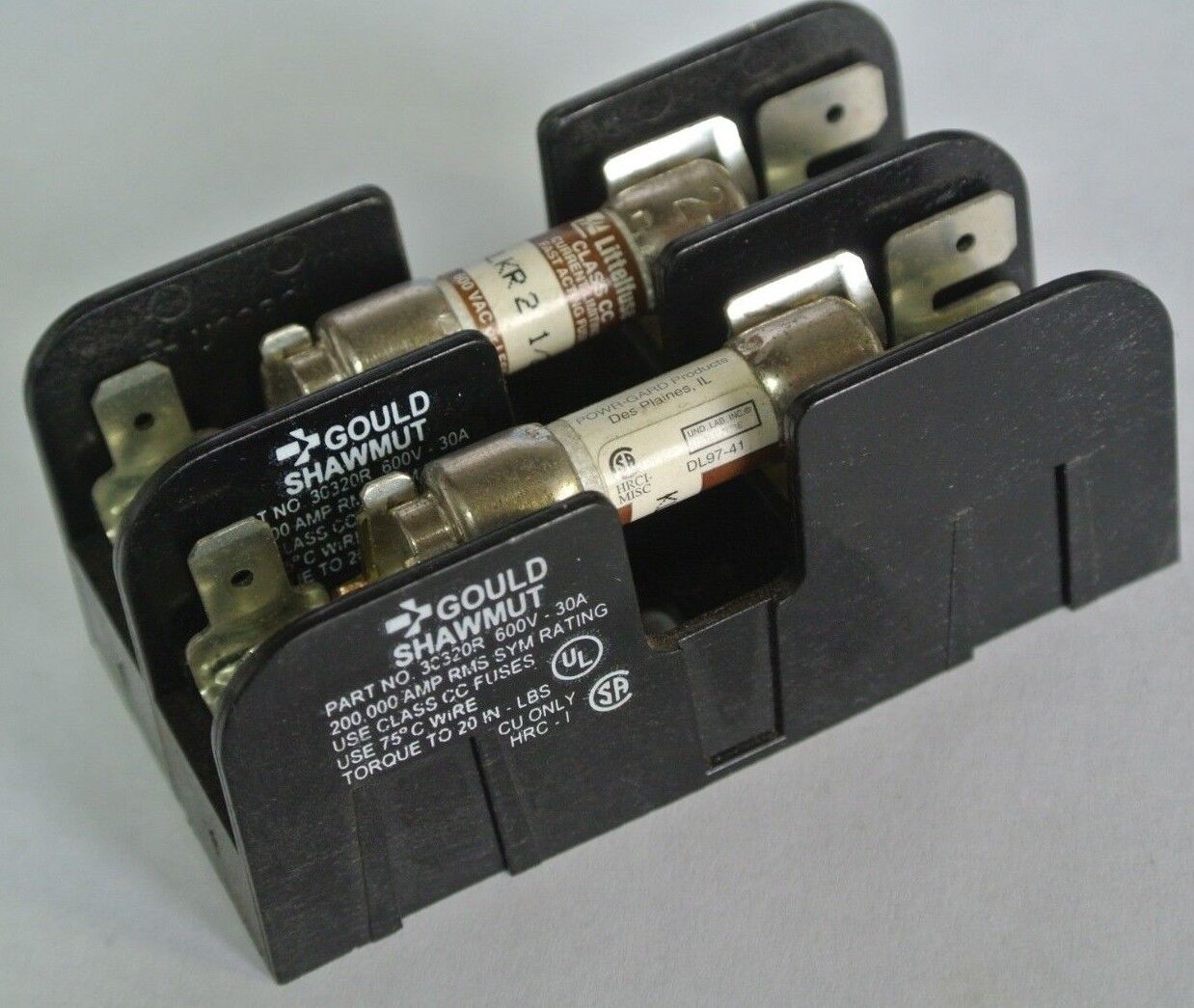 GOULD SHAWMUT 3C320R FUSE BLOCK - for CLASS CC FUSES - 600V, 30A