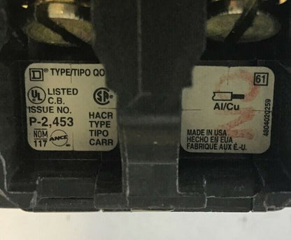 SQUARE D QOB220 CIRCUIT BREAKER 120/240VAC 10KA