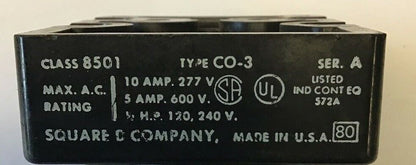 SQUARE D 8501 C0-3 CONTROL RELAY SER.A 10AMP 277V