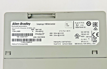 ALLEN-BRADLEY - 1769-L30ER SER. A, FW 1.002 - COMPACTLOGIX 1 MB ENET CONTROLLER