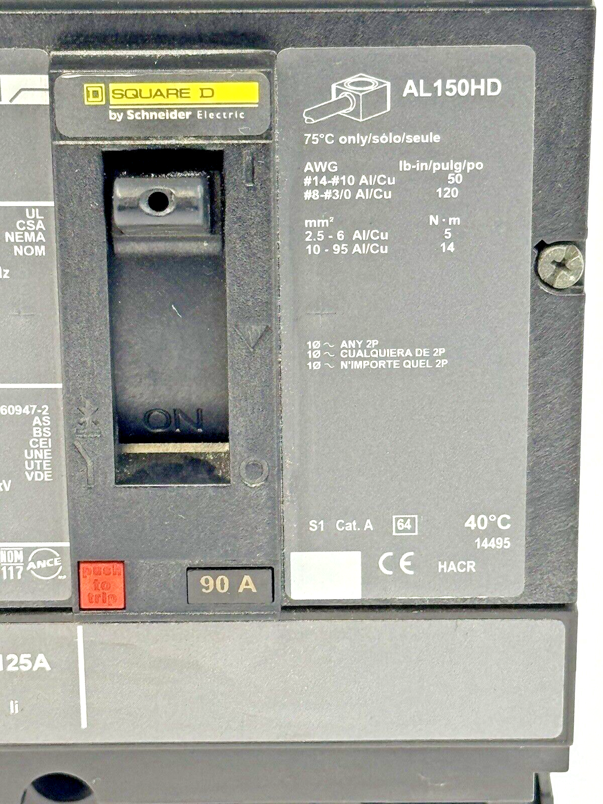 SQUARE D - HDL36090AA - POWERPACT CIRCUIT BREAKER W/ AUX - 90A/3 POLE/600VAC