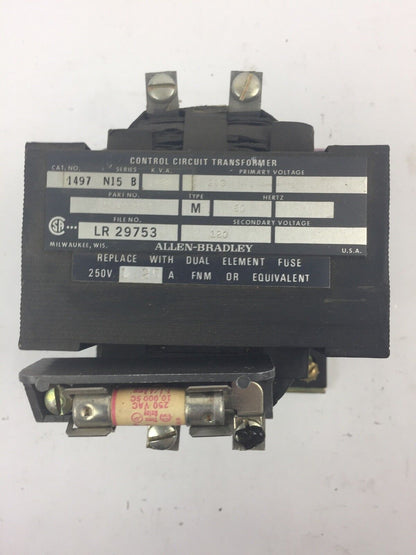ALLEN BRADLEY 1497-N15 CONTROL CIRCUIT TRANSFORMER .130 KVA 208V 60HZ 120V 60HZ