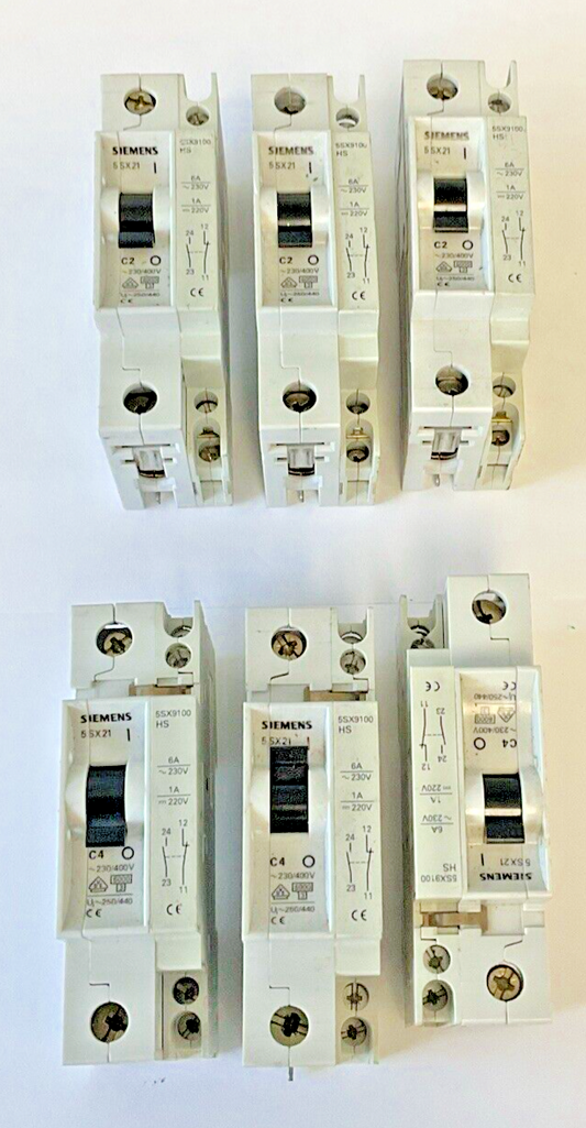 SIEMENS 5SX2 C2 & 5SX21 C4 CIRCUIT BREAKER W/ 5SX9100 HS 230/400V  ****LOTOF6***