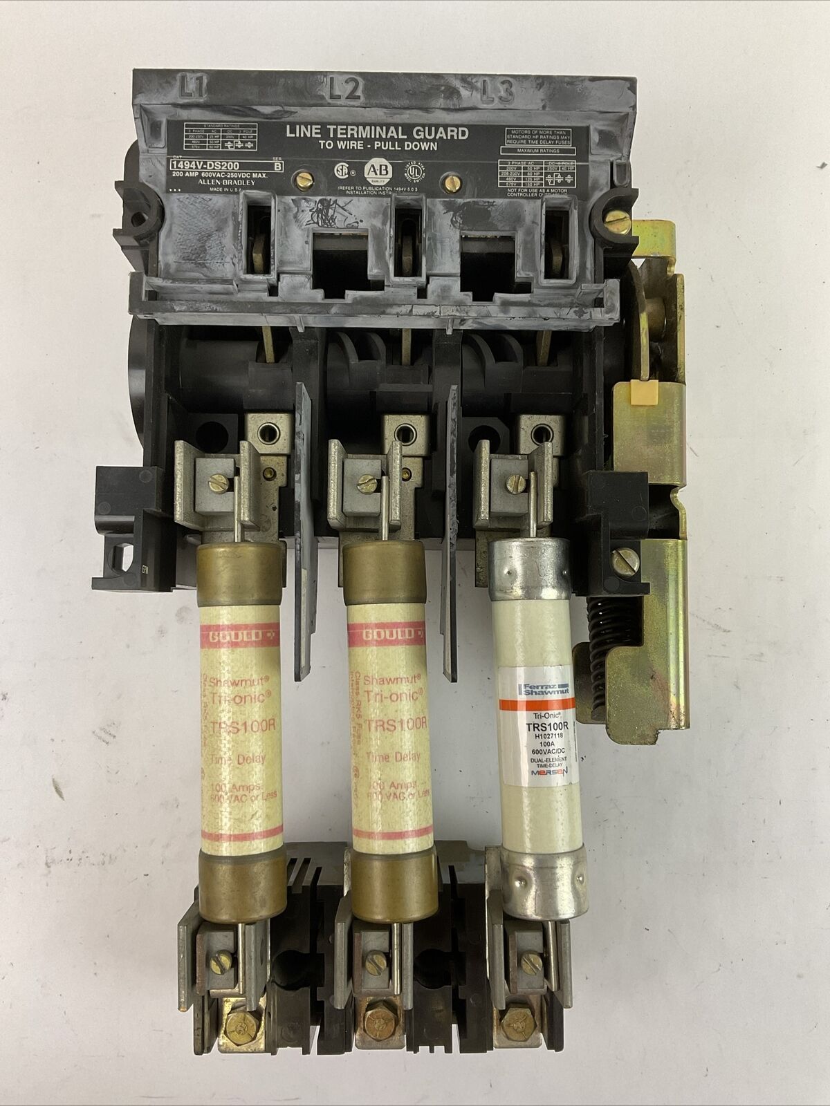ALLEN BRADLEY 1494V-DS200 SER B 200A 600VAC 250VDC 1494V-FSR622 TRS-100R