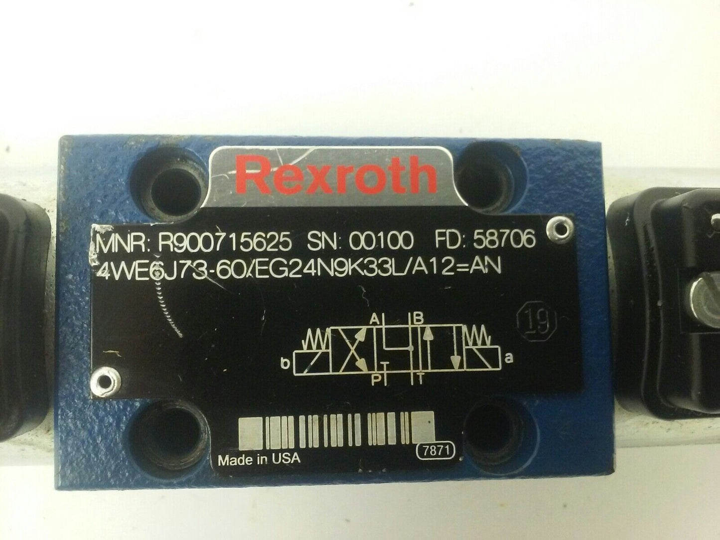 REXROTH, DIRECTIONAL VALVE, 4WE6J73-60/EG24N9K33L/A12=AN, MNR:R900715625, USED
